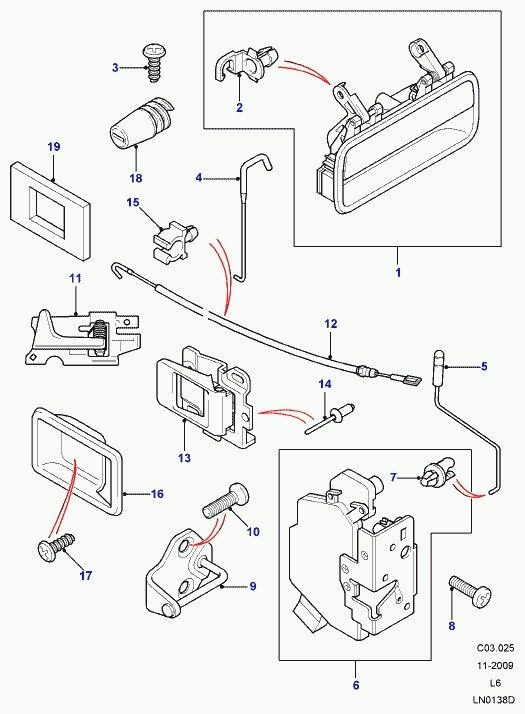 Kapı Açma Kolu Arka Sol-Cxb000330Lda-Cxb101530La-/Freelander 1