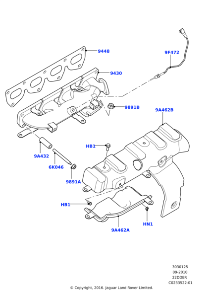 Egzoz Manifold Contası-Lr022333 V-Jde13594 (Jaguar)-2.2/Freelander 2