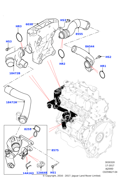 Motor Su Sıcaklık Sensörü (Termostat)-Lr105595 O-Jde39875 (Jaguar)-2.0 Dizel/Range Rover Evoque