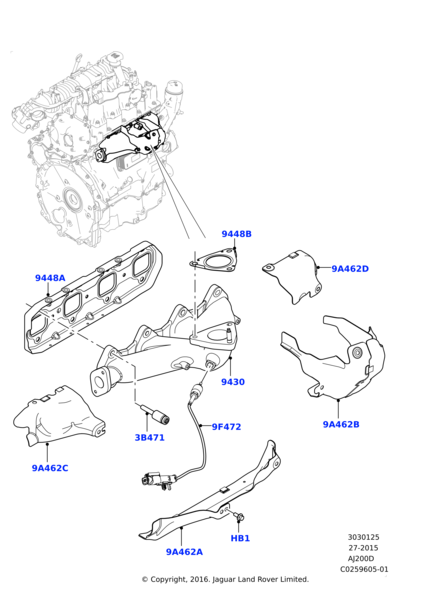 Egzoz Manifold Contası-Lr073658-Jde38416 (Jaguar)-Aj813312 (Jaguar)-2.0 Dizel/Range Rover Sport
