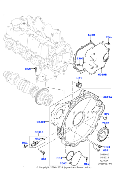 Arka Üst Zincir Kapağı-Lr079592-Lr073647-Jde38553 (Jaguar)-2.0 Dizel/Range Rover Sport