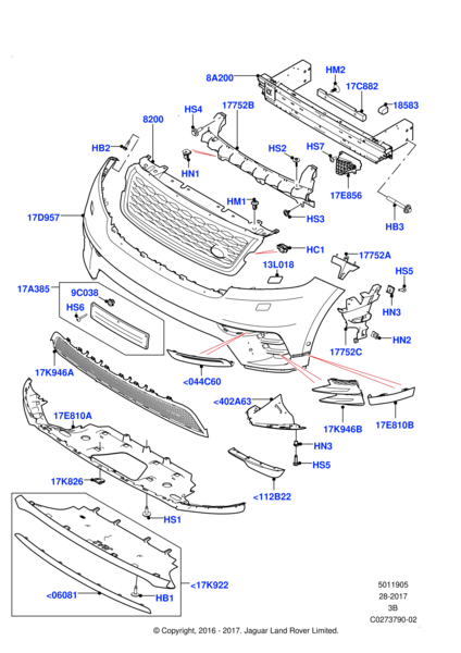 Ön Tampon Sıs Far Kapagı Sag Sıs Farsız-Lr136386-/Range Rover Range Rover Velar