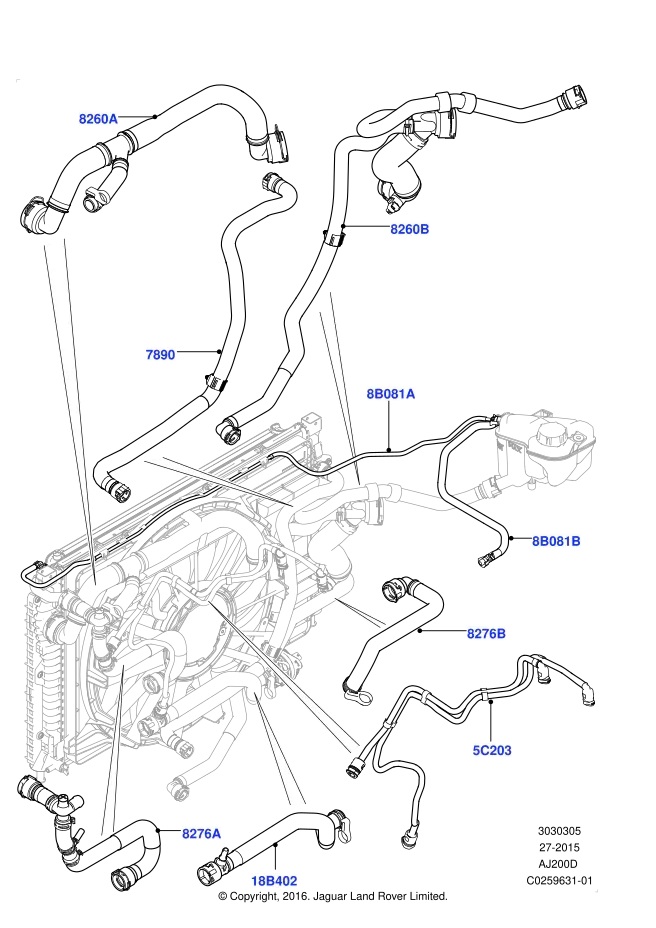 Radyatör Hortumu Giriş ( Devirdaim )-Lr072037-J9C1428 (Jaguar)-2.0 Dizel/Range Rover Evoque