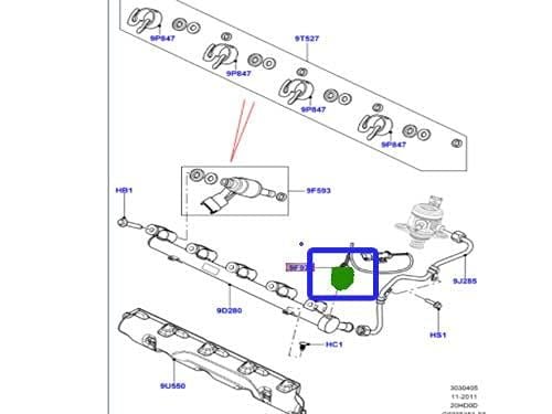 Yakıt Basınç Sensörü-Lr024969 B-C2Z21970 (Jaguar)-2.0 Benzinli/Range Rover Evoque