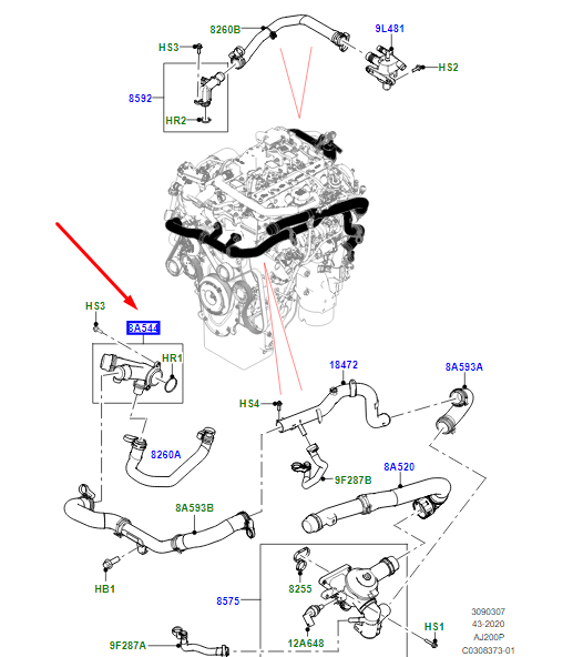 Su Dağıtıcı Braket-Lr181890 E-Lr092129-Jde41598 (Jaguar)-Jde39414 (Jaguar)-2.0 Benzinli/Range Rover Sport
