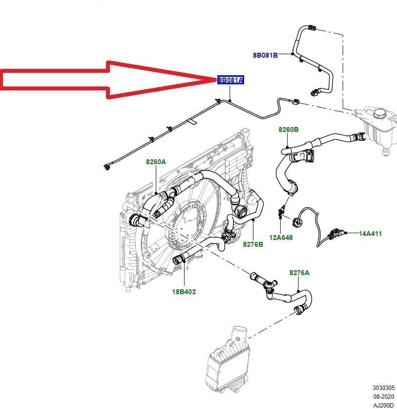 Genleşme Tank Hortumu (ÜST İNCE)-LR128178 E-Range Rover New-Range Rover Sport