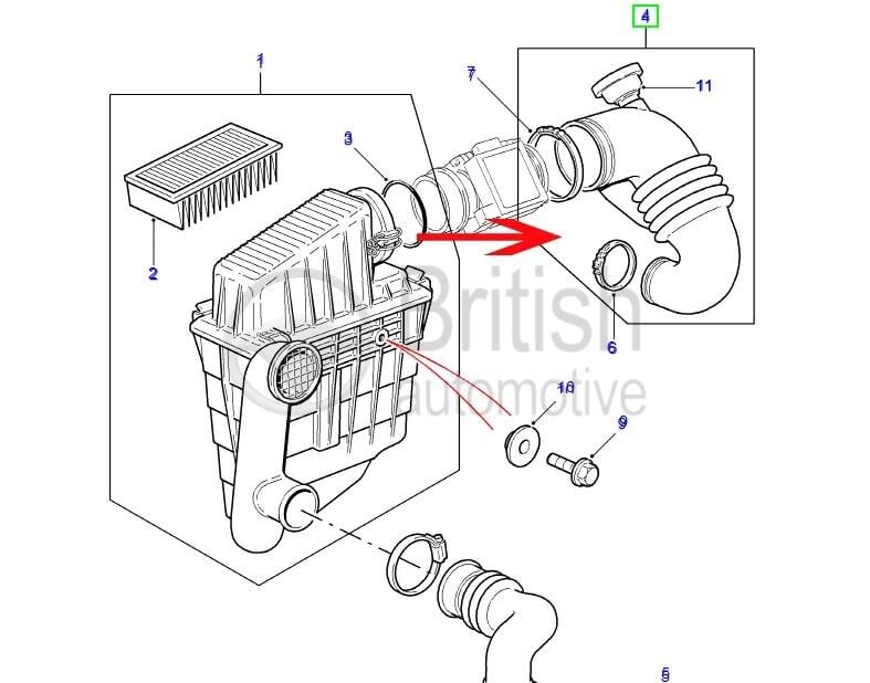 Hava Akış Metre Hortumu-Phd104060-Esr4105-Tci/Freelander 1