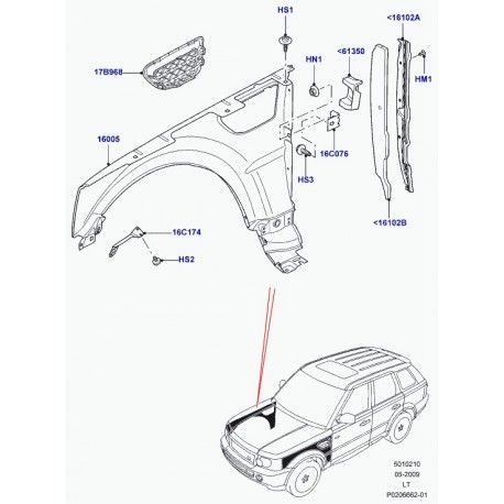 Ön Çamurluk Havalandırma Izgara Seti-Siyah Kasa-Lr019280-82 S-Range Rover Sport