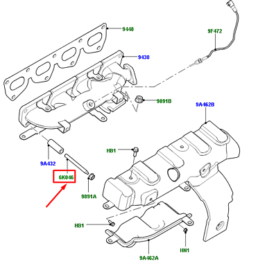 Egzoz Manifold Saplaması -Lr022099-Xr858324 (Jaguar)-2.2/Freelander 2
