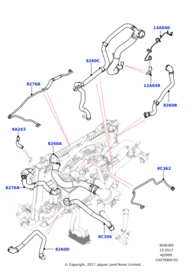 Genleşme Tank Hortumu-Lr091812 G-Lr138360-T2H4037 (Jaguar)-T2H46141 (Jaguar)-2.0 Dizel/Range Rover Range Rover Velar
