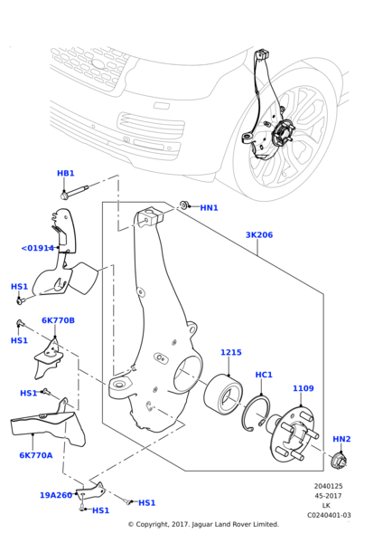 Taşıyıcı Ön Sağ Komple-Lr099025 A-Lr040118-Lr048131-Lr078143-Lr078374-Lr146341-/Range Rover New
