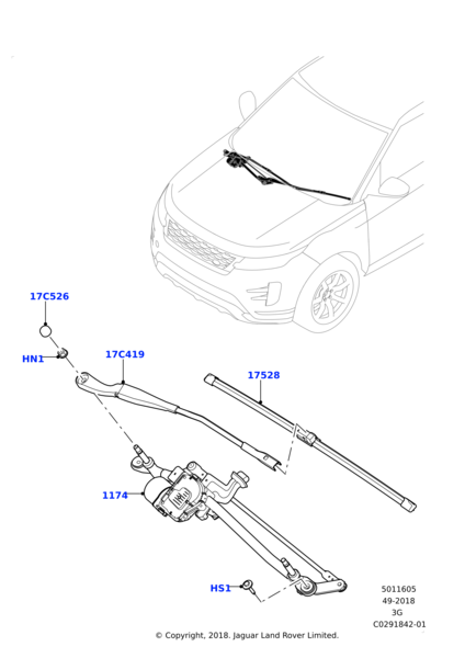Cam Silgi Süpürgesi Ön Sağ-Lr114645-/Range Rover New