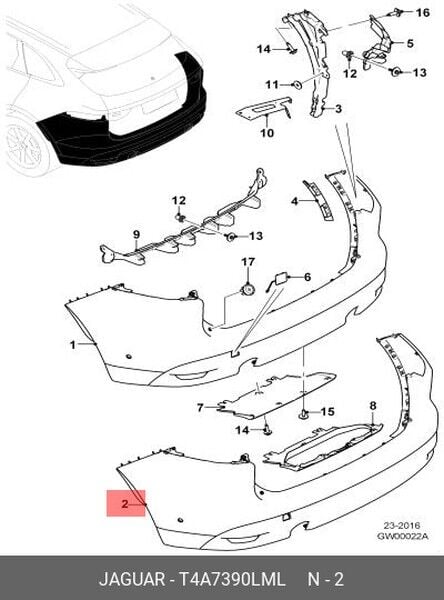 Arka Tampon Komple-T4A7390LML-Jaguar