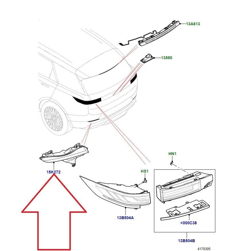 Arka Tampon Sis Lambası Sağ-LR167240-LR179127-Range Rover Sport