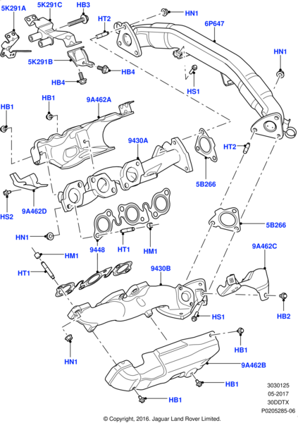 Egzoz Manifold Borusu-Lr038751 L-Lr029141-Lr032061-Lr013302-Jde31279-Jde8975-Jde26938 (Jaguar)-3.0/Range Rover Sport-Range Rover New 2