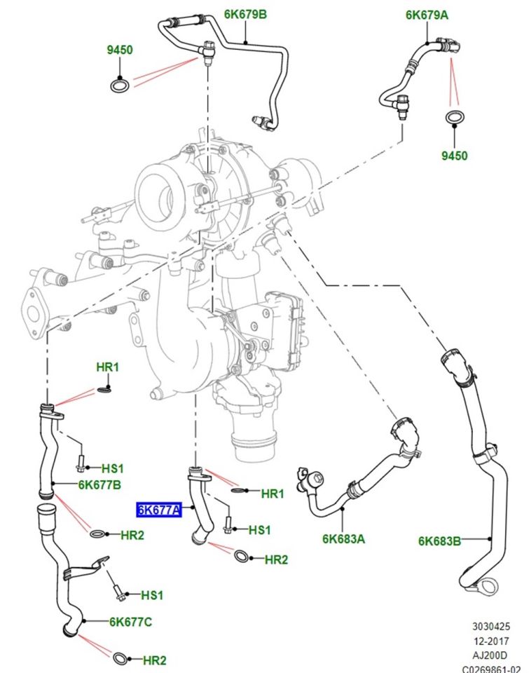 Turbo Hortumu-Lr081630-Lr110749-Jde40078 (Jaguar)-2.0 Dizel/Range Rover Range Rover Velar