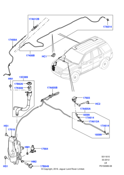 Cam Su Fıskiye Deposu (Far Yıkamalı)-Lr002305 E-/Freelander 2