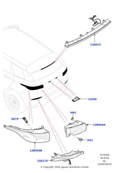 Stop Komple Sağ ( Dış Tarafa Gelen )-Lr128379 L-/Range Rover Evoque