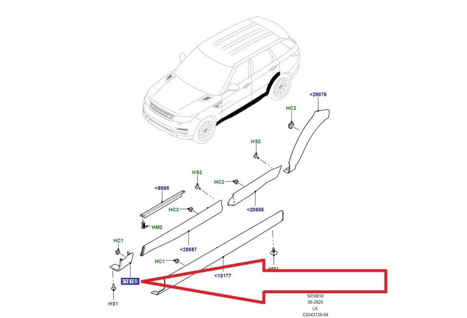 Marşbiyel Kaplaması Ön Sol (Uç Kısım)-Lr064266 L-Lr044137-/Range Rover Sport