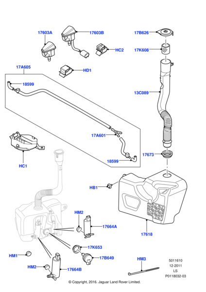 Cam Yıkama Su Depo Boru Contası-Dml10001-/Range Rover Sport