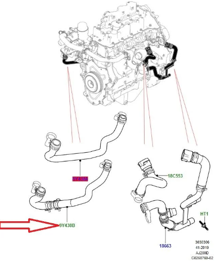 Motor Soğutucu Hortum-Lr082241-Jde39430 (Jaguar)-2.0 Dizel/Range Rover Sport