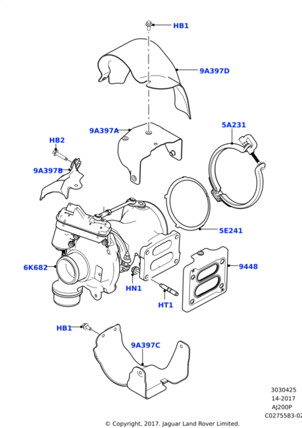 Egzoz Boğaz Kelepçesi-LR105414-T2H33505 (JAGUAR)-Range Rover New