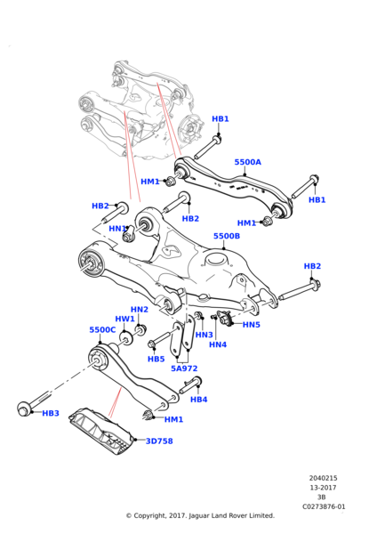 Arka Üst Salıncak ( R-L )-Lr105961 D-Lr093581-/Range Rover Range Rover Velar