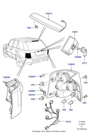 Stop Komple 5.Kapı Üst-Xfg000071 E-/Range Rover Sport