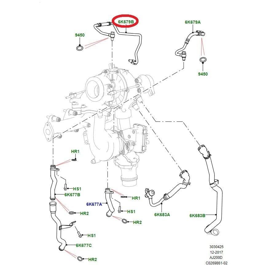 Turbo Yağ Borusu-Lr081639-Jde39581 (Jaguar)-/Range Rover Range Rover Velar