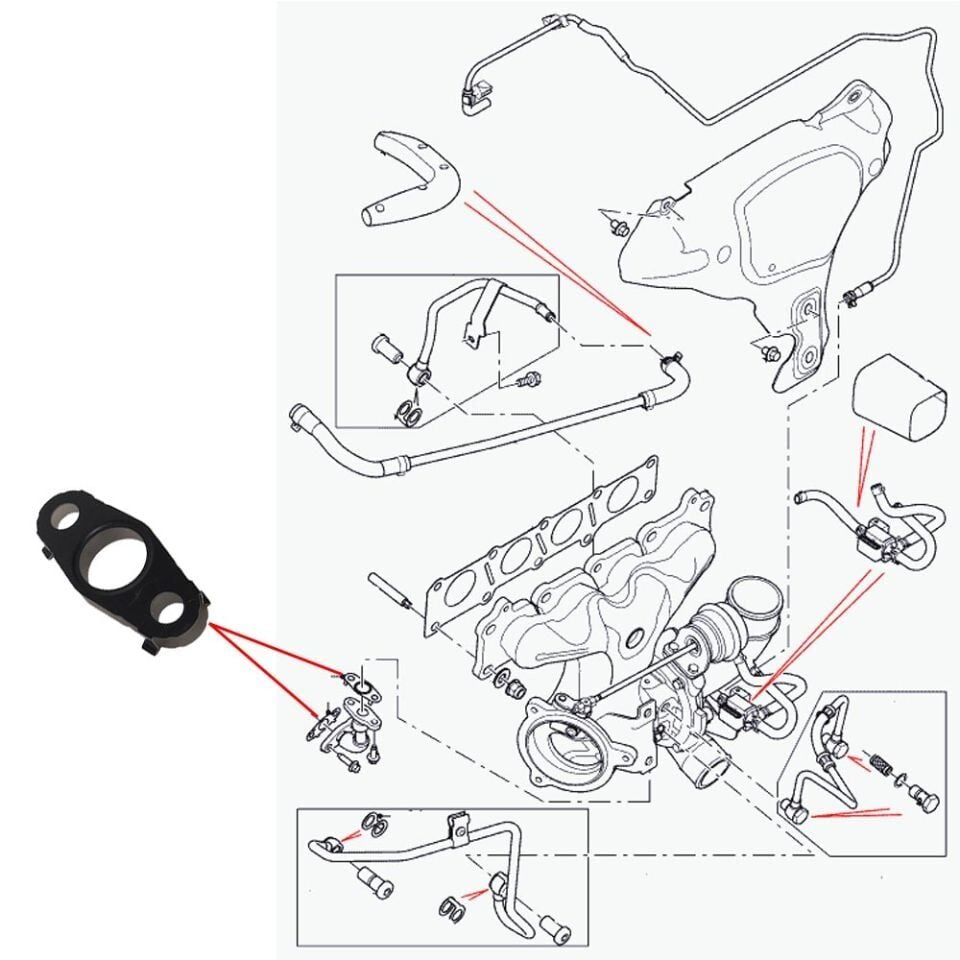 Turbo Yağ Contası-Lr032083 E..-Jde28209 (Jaguar)-2.0 Benzinli/Range Rover Evoque-Freelander 2