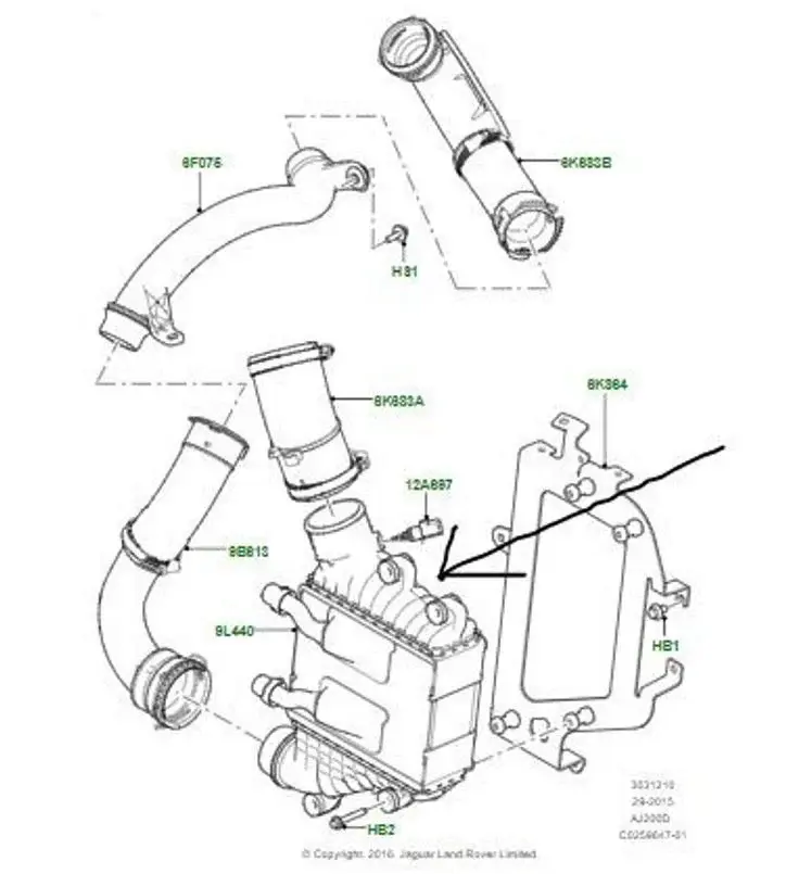 İntercool Radyatörü Komple-Lr095900-Lr072118-Lr139043-J9C7217-J9C25741 (Jaguar)-2.0 Dizel/Range Rover Evoque