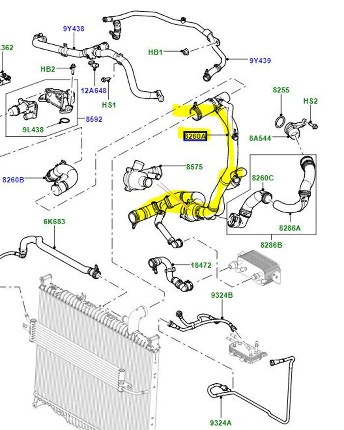 Radyatör Üst Hortum ( Termostatlı )-Lr025969-Lr020126-Lr013685-/Range Rover Sport-Discovery 3