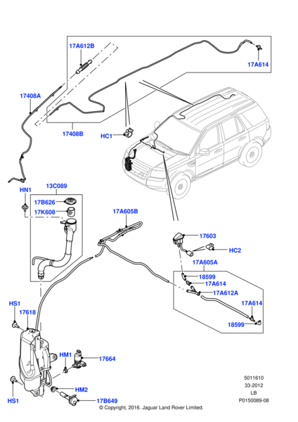 Cam Su Fıskiyesi Sağ ( Isıtıcısız )-Lr048707-Lr017275-/Freelander 2
