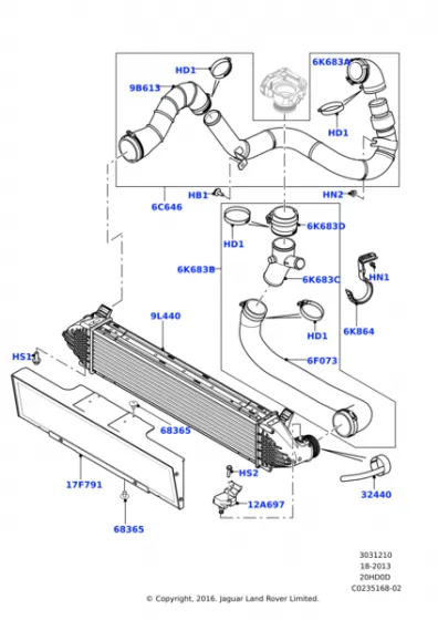 İntercool Hortumu-Lr050236 A-Lr024633-2.0 Benzinli/Range Rover Evoque