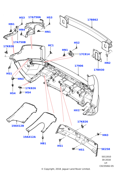 Arka Tampon Bağlantı Braketi Sağ-Lr035104-Lr026334-/Range Rover Evoque