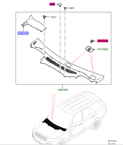 Ön Cam Alt Kaplaması Sağ-Lr070507-Lr038082-/Range Rover New