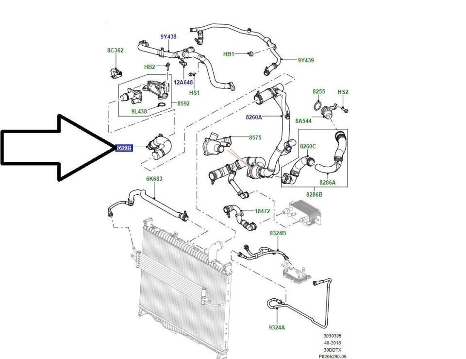 Termostat Hortumu-Lr043326 A-Lr013682-Lr095544-Lr019832-Lr118802-/Range Rover Sport