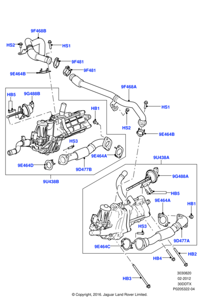 Egr Borusu Sol-Lr013587-Jde9841 (Jaguar)-3.0/Range Rover Sport-Discovery 4