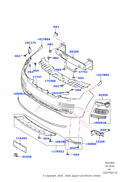 Ön Tampon Havalandırma Izgara Seti -Lr046708-/Range Rover New