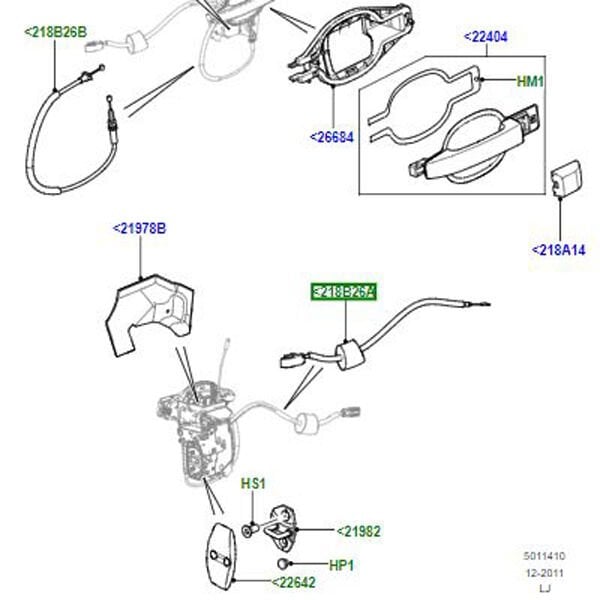 Kapı Kilit Teli Ön ( R-L )-Lr011173 E-Fqz000050-Fqz500280-/Range Rover New 2