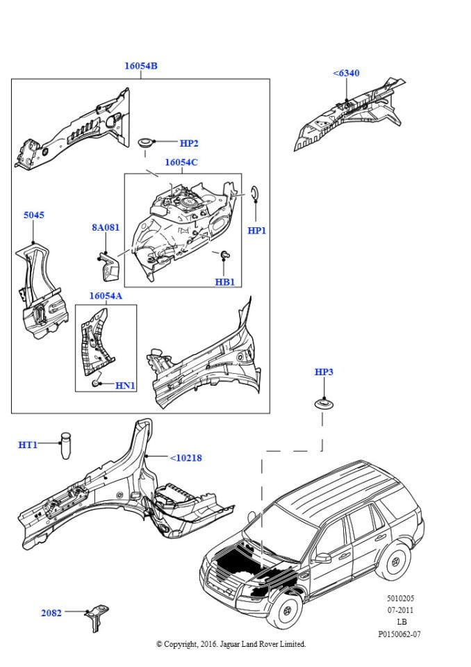 Çamurluk İç Paneli Ön Sağ-Lr001523-/Freelander 2