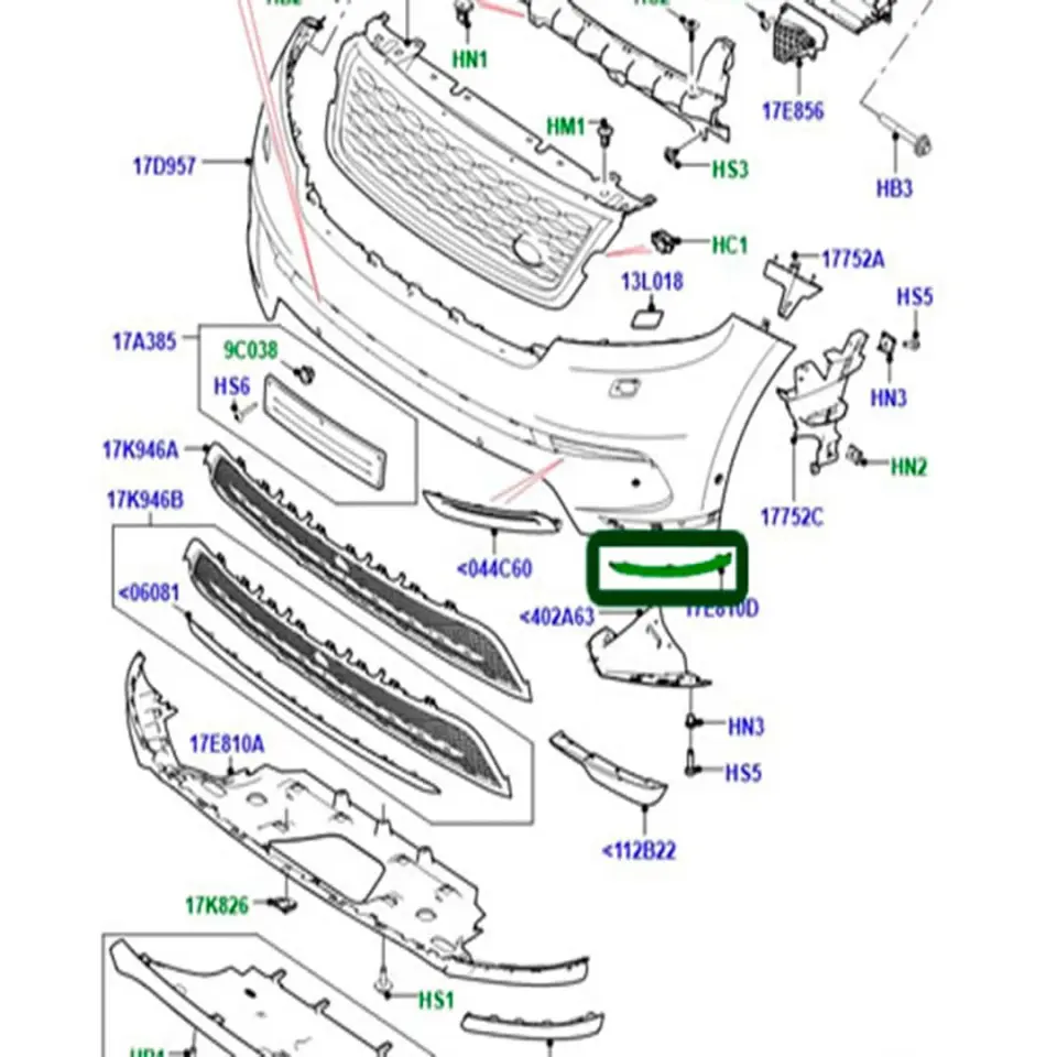 Tampon Çıtası Ön Sol-Lr093510 L-/Range Rover Range Rover Velar
