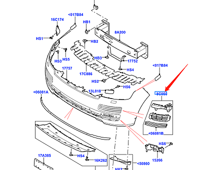 Ön Tampon Havalandırma Izgara Seti-Lr046707-2013-/Range Rover New