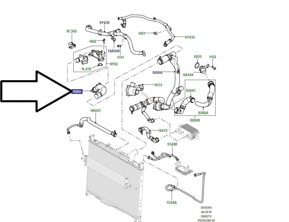 Termostat Hortumu-Lr043326 A.-Lr013682-Lr095544-Lr019832-Lr118802-/Range Rover Sport