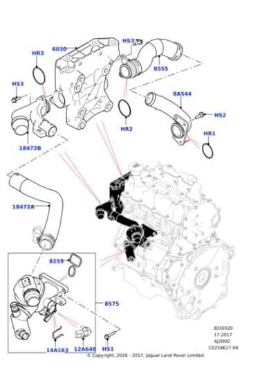 Termostat Contası-Lr105592 E.-Jde39873 (Jaguar)-2.0 Dizel/Range Rover Evoque