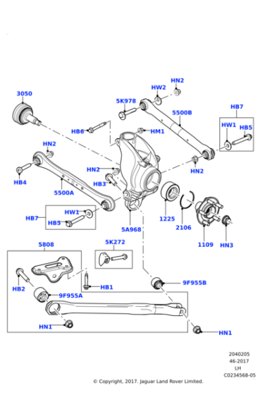 Porya Bilyası Arka ( R-L )-Lr024508 A.-C2P12624 (Jaguar)-Lr125663-Lr072110-T2R13835 (Jaguar)-/Range Rover Evoque-Freelander 2