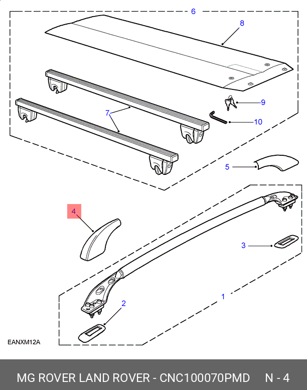 Tavan Bar Kapağı Ön Sol ( 5 Kapılı )-Cnc100070Pmd-/Freelander 1