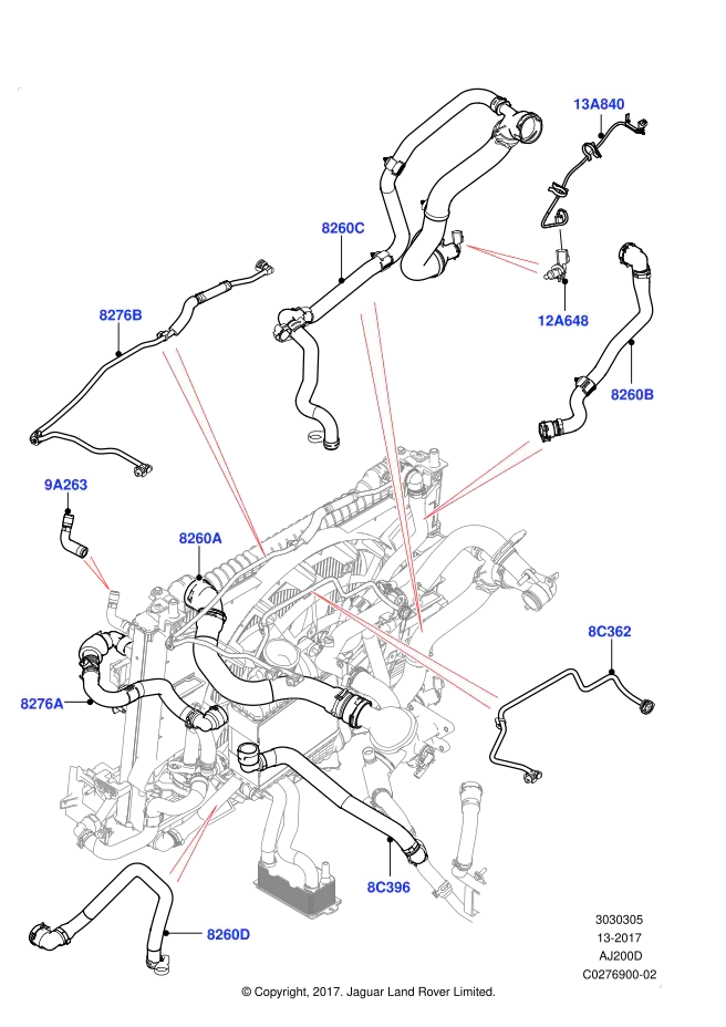 Radyatör Hortumu-LR091815-T4A2952 (JAGUAR)-Range Rover Velar