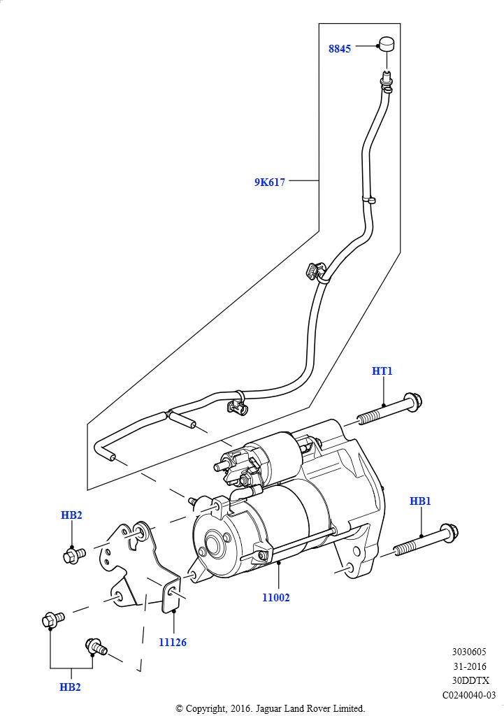 Marş Motor Hortumu-Lr056086-Lr030891-/Range Rover Sport