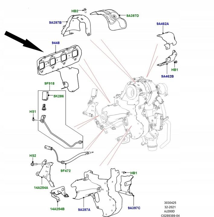 Egzoz Manifold Contası-Lr081625-Lr112664-Lr174018-Jde40182-Jde41396 (Jaguar)-2.0 Dizel/Range Rover Range Rover Velar